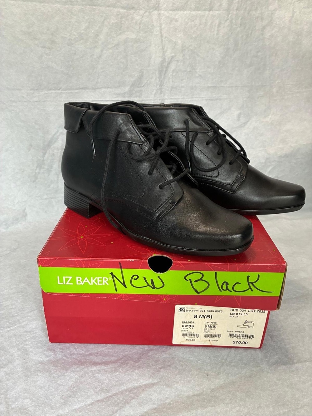 Liz Baker Black Lace-Up Ankle Boots